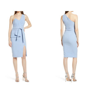 Lavish Alice Origami One-Shoulder Midi Dress Blue Midi Dress | Size 12
